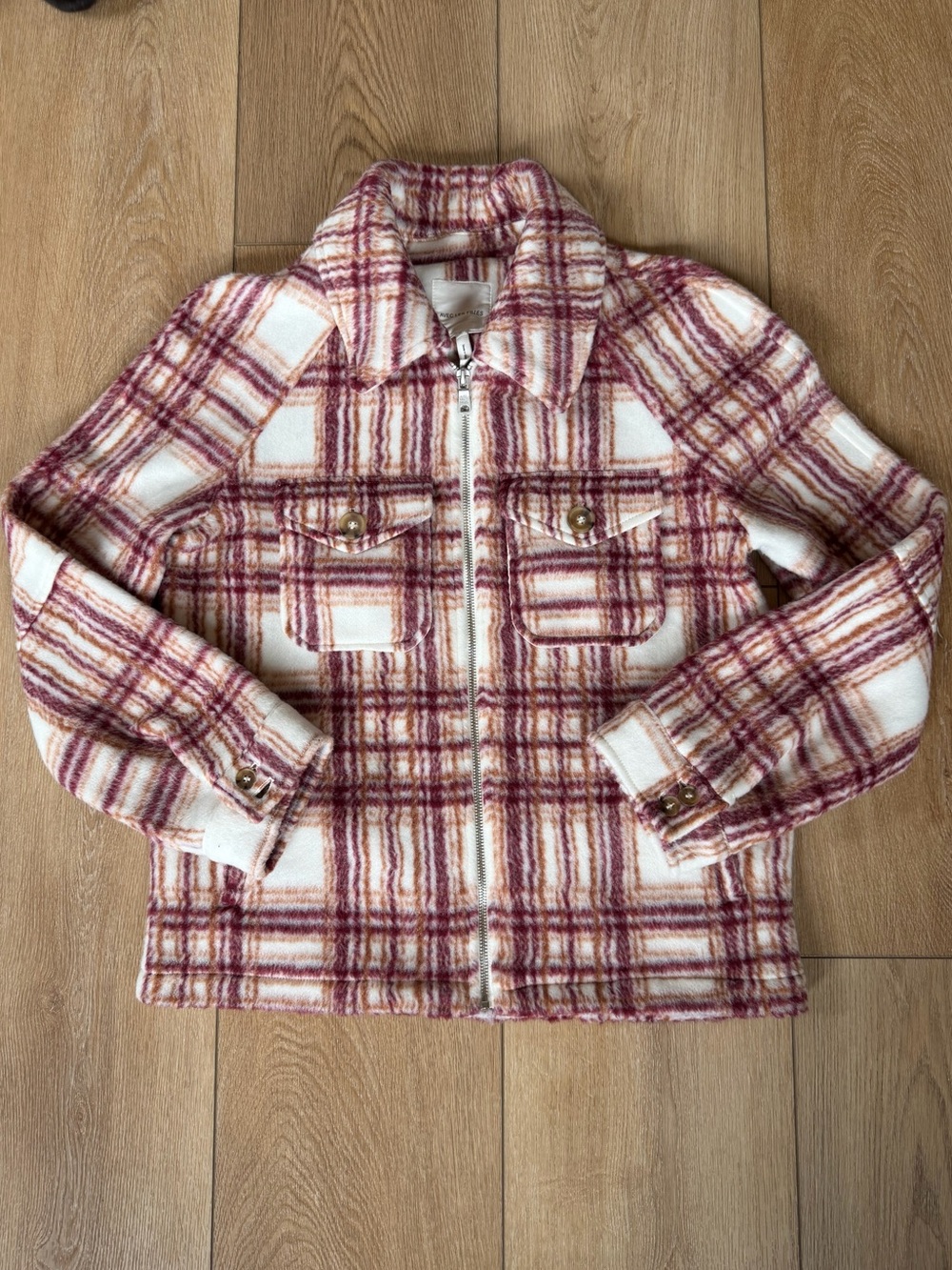 Avec Les Filles Plaid Cozy Shacket Jacket Zip Front Size S